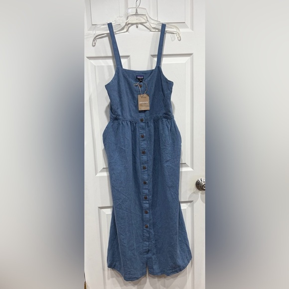 Patagonia Women's Medium Garden Island Dress Blue NWT Midi Sun Beach - Picture 1 of 6
